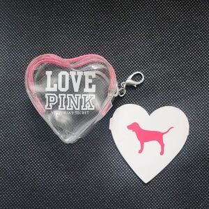 Victoria's Secret Mini Love Pink Clear Heart Coin Purse Clip y2k vtg
